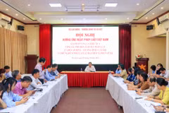 Hội nghị Hưởng ứng Ngày Pháp luật Việt Nam của Bộ Lao động-Thương binh và Xã hội. (Ảnh: PV/Vietnam+)
