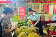 Giới thiệu, bày bán sản phẩm đặc sản của tỉnh Đắk Nông. (Ảnh: PV/Vietnam+)