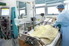 Các bác sỹ Bệnh viện Bạch Mai điều trị cho bệnh nhân 51 tuổi mắc cúm A/H1N1. (Ảnh: Dương Ngọc/TTXVN)