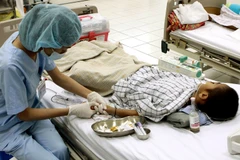 Một bệnh nhi mắc viêm não được điều trị tại Bệnh viện Nhi Trung ương. (Ảnh: Dương Ngọc/TTXVN)