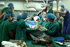 Kíp phẫu thuật thực hiện ghép tạng ở bệnh viện hữu nghị Việt Đức. (Ảnh: Tư liệu Bệnh viện Hữu nghị Việt Đức/TTXVN phát)