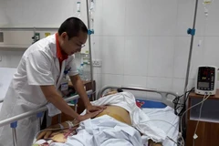 Bác sỹ điều trị cho bệnh nhân mắc bệnh về dạ dày tại Bệnh viện Hữu nghị Việt Đức. (Ảnh: T.G/Vietnam+)