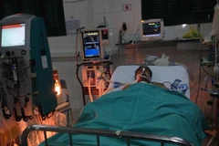 Bệnh nhân đang được điều trị tích cực tại Bệnh viện Việt Đức. (Ảnh: Xuân Vinh/Vietnam+)