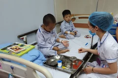 Những em bé mắc bệnh tan máu bẩm sinh điều trị tại Viện huyết học - Truyền máu Trung ương. (Ảnh: T.G/Vietnam+)