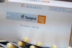 Thuốc Tasigna 200mg đặc trị bệnh bạch cầu mạn dòng tủy. (Ảnh: Phương Vy/TTXVN)