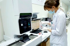 Nhân viên y tế làm các thủ tục xét nghiệm máu cho bệnh nhân.