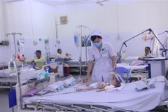Chăm sóc cho bệnh nhi mắc sốt xuất huyết. (Ảnh: PV/Vietnam+)