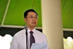 Đại sứ Việt Nam tại Cuba Nguyễn Trung Thành phát biểu tại lễ kỷ niệm. (Ảnh: Lê Hà/TTXVN)