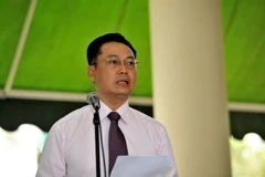 Đại sứ Việt Nam tại Cuba Nguyễn Trung Thành phát biểu tại lễ kỷ niệm. (Ảnh: Lê Hà/TTXVN)