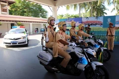 Lực lượng cảnh sát giao thông. (Ảnh: Trần Lê Lâm/TTXVN)