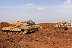 Xe quân sự Thổ Nhĩ Kỳ tham gia chiến dịch chống các tay súng người Kurd ở khu vực Afrin, Syria ngày 7/3 vừa qua. (Ảnh: AFP/TTXVN_)