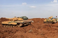 Xe quân sự Thổ Nhĩ Kỳ tham gia chiến dịch chống các tay súng người Kurd ở khu vực Afrin, Syria ngày 7/3 vừa qua. (Ảnh: AFP/TTXVN_)