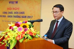 Ủy viên Trung ương Đảng, Bí thư Đảng ủy, Tổng Giám đốc Nguyễn Đức Lợi, Chủ tịch Hội đồng Thi đua-Khen thưởng Thông tấn xã Việt Nam. (Ảnh: Thành Đạt/TTXVN)