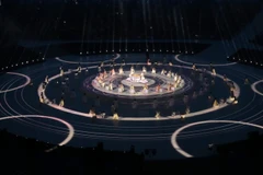 Các nghệ sỹ trình diễn tiết mục nghệ thuật đặc sắc tại lễ khai mạc Paralympic mùa Đông 2018. (Ảnh: THX/TTXVN)