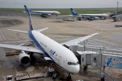 Máy bay của Hãng hàng không ANA tại sân bay Haneda ở Tokyo. (Ảnh: TTXVN phát)