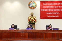 Bà Tòng Thị Phóng đang phát biểu tại cuộc tọa đàm. (Ảnh: Phạm Kiên/Vietnam+)