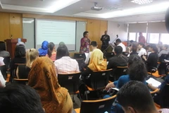 Toàn cảnh Họp báo về Hội nghị AMM 48 và các hội nghị liên quan. (Ảnh: Kim Dung-Chí Giáp/Vietnam+)