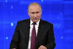 Tổng thống Nga Vladimir Putin trong cuộc đối thoại trực tuyến với người dân ở thủ đô Moskva ngày 20/6. (Nguồn: AFP/TTXVN)