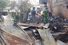 Hiện trường một vụ cháy tại Lâm Đồng. (Ảnh: Đặng Tuấn/TTXVN)