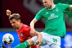 Thomas Müller bên phía Bayern trong 21 trận có mặt ra sân khi gặp Bremen chưa biết thua là gì!(Nguồn: Dfb.de)