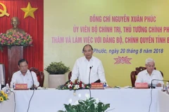 Thủ tướng Chính phủ Nguyễn Xuân Phúc và đoàn công tác của Chính phủ đã có buổi làm việc với lãnh đạo chủ chốt tỉnh Bình Phước. (Ảnh: Thống Nhất/TTXVN)