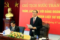 Chủ tịch nước Trần Đại Quang phát biểu kết luận buổi làm việc. (Ảnh: Nhan Sáng/TTXVN)