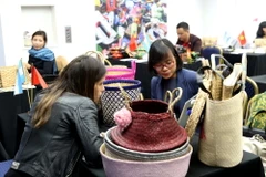 Doanh nghiệp Việt Nam trao đổi với đối tác Argentina. (Ảnh: Hoài Nam/TTXVN)