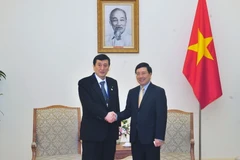 Phó Thủ tướng, Bộ trưởng Ngoại giao Phạm Bình Minh tiếp Đoàn Nghị sỹ Quốc hội Nhật Bản do ông Yanagimoto Takuji, Thượng Nghi sỹ, Trưởng Ban Nghiên cứu Hiến pháp Thượng viện làm Trưởng đoàn. (Ảnh: Nguyễn Khang/TTXVN)
