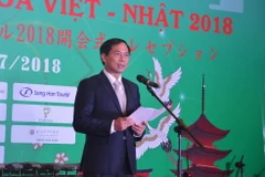 Thứ trưởng Thường trực Bộ Ngoại giao Bùi Thanh Sơn phát biểu tại lễ hội giao lưu văn hóa Việt-Nhật 2018. (Ảnh: Đinh Văn Nhiều/TTXVN)