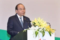 Thủ tướng Nguyễn Xuân Phúc phát biểu tại phiên khai mạc GEF 6. (Ảnh: Thống Nhất/TTXVN)