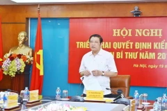Ông Phan Đình Trạc, Bí thư Trung ương Đảng, Trưởng Ban Nội chính Trung ương, Trưởng đoàn kiểm tra phát biểu. (Ảnh: Minh Quyết/TTXVN)