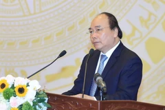 Thủ tướng Nguyễn Xuân Phúc phát biểu tại hội nghị. (Ảnh: Thống Nhất/TTXVN)