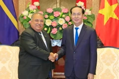 Chủ tịch nước Trần Đại Quang tiếp Tổng thống Cộng hòa Nauru. (Ảnh: Nhan Sáng/TTXVN)