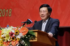 Phó Thủ tướng, Bộ trưởng Bộ Ngoại giao Phạm Bình Minh đến dự và phát biểu tại Hội nghị. (Ảnh: Nguyễn Khang/TTXVN)