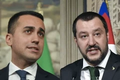 Lãnh đạo M5S Luigi Di Maio (trái) và lãnh đạo đảng cực hữu Liên đoàn Matteo Salvini (phải). (Nguồn: AFP/TTXVN)