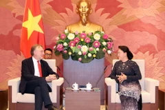 Chủ tịch Quốc hội Nguyễn Thị Kim Ngân tiếp ông Bernd Lange, Chủ tịch Ủy ban Thương mại quốc tế (INTA) thuộc Nghị viện châu Âu, đang thăm và làm việc tại Việt Nam. (Ảnh: Trọng Đức/TTXVN)