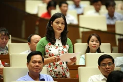 Đại biểu Quốc hội tỉnh Hà Giang Vương Ngọc Hà phát biểu. (Ảnh: Dương Giang/TTXVN)