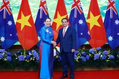 Thủ tướng Phạm Minh Chính hội kiến Chủ tịch Thượng viện Australia Sue Lines. (Ảnh: Dương Giang/TTXVN)