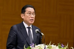 Thủ tướng Nhật Bản Fumio Kishida trong một cuộc họp báo ở Hiroshima. (Ảnh: Kyodo/TTXVN)