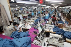 May hàng xuất khẩu tại Công ty chi nhánh Bắc Giang. (Ảnh: Trần Việt/TTXVN)