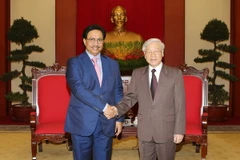 Tổng Bí thư Nguyễn Phú Trọng tiếp Thủ tướng Nhà nước Kuwait Sheikh Jaber Mubarak Al-Hamad Al-Sabad. (Ảnh: Trí Dũng/TTXVN)