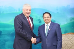 Thủ tướng Phạm Minh Chính tiếp Đại tướng Kolokoltsev Vladimir Alexandrovich, Bộ trưởng Bộ Nội vụ Liên bang Nga. (Ảnh: Dương Giang/TTXVN)