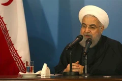 Tổng thống Iran Hassan Rouhani phát biểu trong chuyến thăm Iraq ngày 12/3. (Ảnh: AFP/TTXVN)