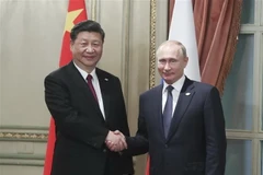 Chủ tịch Trung Quốc Tập Cận Bình (trái) và Tổng thống Nga Vladimir Putin (phải) tại cuộc gặp ở Buenos Aires, Argentina. (Ảnh: THX/TTXVN)