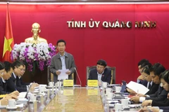 Trưởng ban Tuyên giáo Trung ương Võ Văn Thưởng phát biểu tại buổi làm việc. (Ảnh: Đức Hiếu/TTXVN)