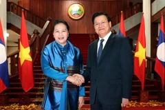 Chủ tịch Quốc hội Nguyễn Thị Kim Ngân hội kiến Thủ tướng Lào Thongloun Sisoulith. (Ảnh: Trọng Đức/TTXVN)