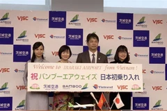 Bamboo Airways tổ chức họp báo công bố kế hoạch mở đường bay tới Nhật Bản. (Ảnh: TTXVN)