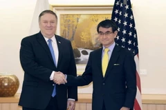 Ngoại trưởng Mỹ Mike Pompeo và người đồng cấp Nhật Bản Taro Kono tại một cuộc gặp. (Nguồn: japantimes.co.jp)