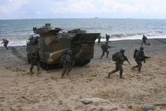 Binh sỹ Hàn Quốc tham gia cuộc tập trận. (Nguồn: AFP/TTXVN)