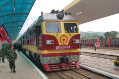 Đoàn tàu bọc thép của Chủ tịch Triều Tiên Kim Jong-un tại ga Đồng Đăng. (Ảnh: Nhan Sáng/TTXVN)